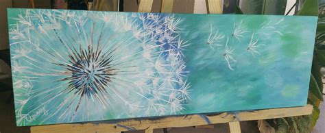 The Dandelion Original Art by Chrissy 12 x 36 Canvas in Acrylic. | Painting, Art, Original art