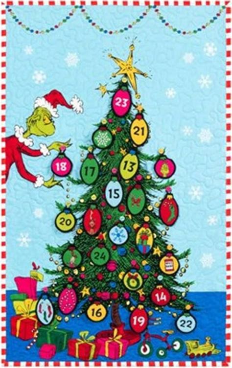 ADVENT CALENDAR FABRIC Panel Dr. Seuss the Grinch Sew and Count the Days Down Christmas Holiday ...