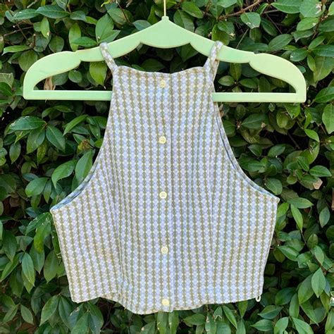 Vintage Guess Gingham Halter Crop Top - Gem