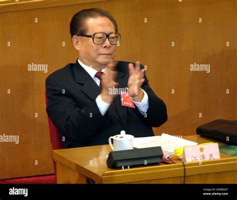 President Jiang Zemin of the People's Republic of China clapping his ...