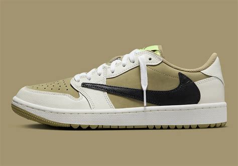 Hình ảnh chính thức của Travis Scott x Air Jordan 1 Low OG Golf “Olive”