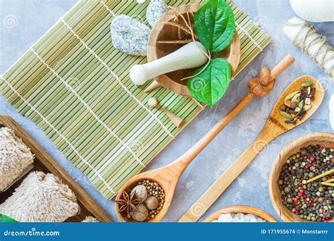 Ayurveda Background. Spa and Health Care Concept Stock Photo - Image of background, closeup ...