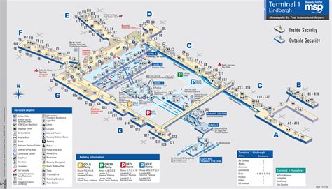 Airport Map of Minneapolis St. Paul International Airport: Terminal 1