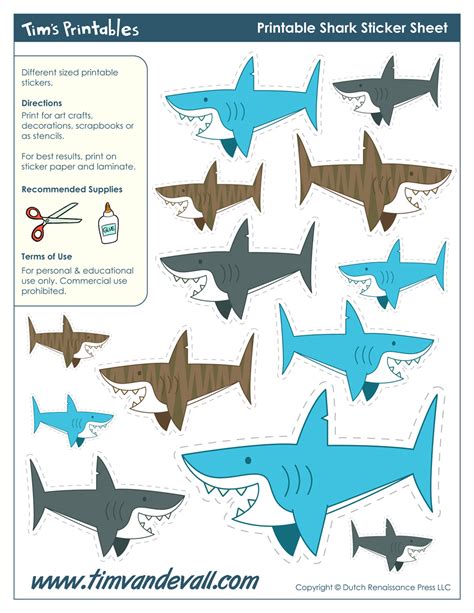 Printable Shark Stickers – Tim's Printables