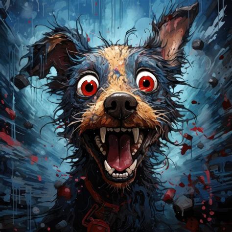 Premium AI Image | crazy barking dog furious mad portrait expressive illustration artwork oil ...