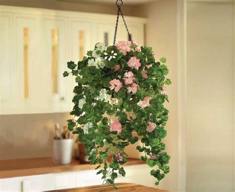 Bloom Hanging Basket Pelargoniums Indoor Outdoor Garden Artificial Silk Flowers | eBay