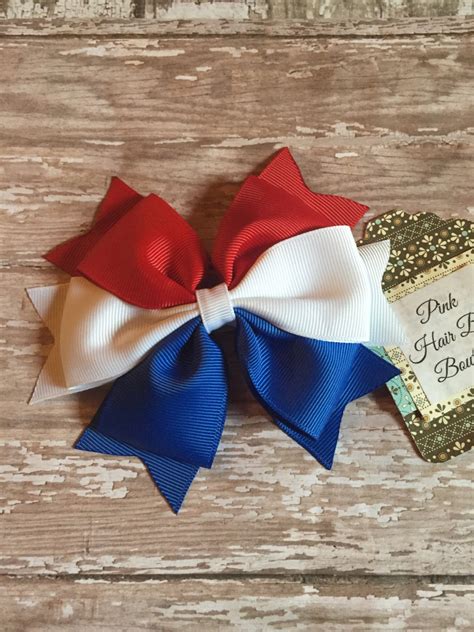 Hair Bow Red White and Blue Hair Bow 4th of July Hair Bow | Etsy