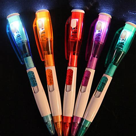 Children Drawing Toy Mini LED Light Button Portable Ballpoint Pen Stationery School Office ...