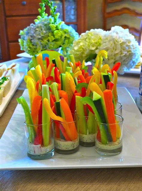 Individual Crudite cups with Green Goddess Dressing. | Yummy appetizers, Food - vegetables ...