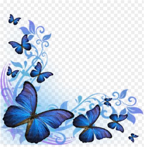 blue butterflies corner - blue butterfly border desi PNG image with transparent background | TOPpng