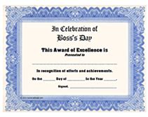 Free Printable Boss's Day Certificates Templates