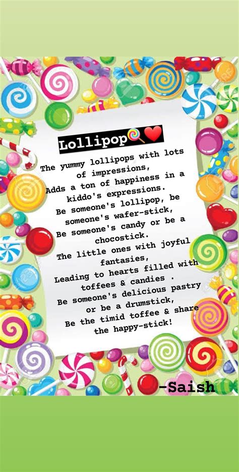 A little poem about a sweet lollipop ️ #creativehearts Nursery Rhymes Poems, Climate Control ...