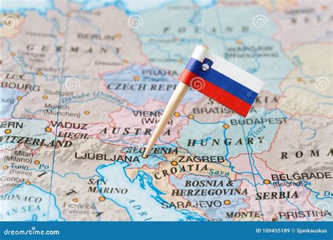 Slovenia map and flag pin stock image. Image of pointing - 109455189