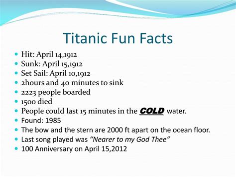 Fun Facts About The Titanic