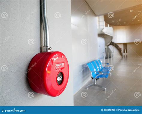 Red Box Fire Alarm Manual Station on Wall in Modern Office Building or Factory Stock Photo ...