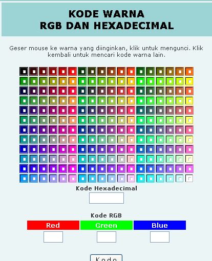 Kode warna RGB dan Hexadecimal