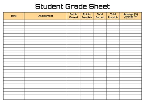 7 Best Images of Printable Grade Sheet For Students - Student Grade Sheet Printable, Student ...