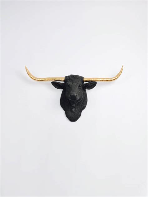 Cow Head Wall Mount Decor The Remington Black Gold Resin