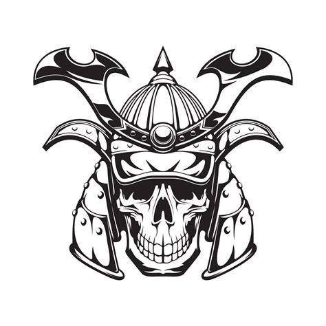 Samurai warrior skull tattoo, Japanese ninja mask 23832498 Vector Art at Vecteezy