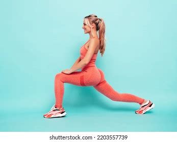 Sexy Fitness Smiling Woman Pink Sports Stock Photo 2235887959 ...