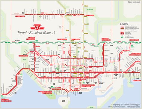 Excellent TTC Streetcar map, with all stops. Showing potential new ...