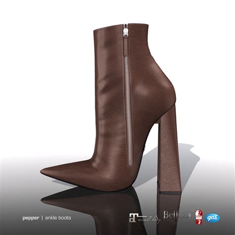 Second Life Marketplace - [Gos] Pepper Ankle Boots - Rocky Road