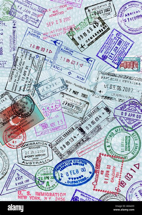 Passport Page Travel Immigration Visa stamp Montage Stock Photo - Alamy