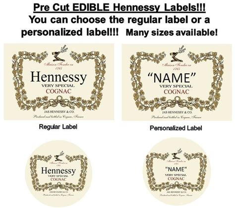 Hennessy Very Special Cognac Label EDIBLE Cake Topper Image Hennessy Personalized Labels ...