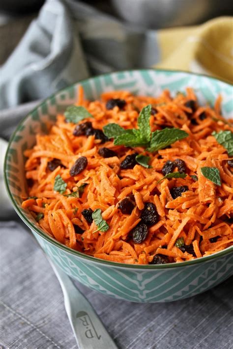 Carrot and Raisin Slaw with Cumin Yogurt Dressing | Karen's Kitchen Stories