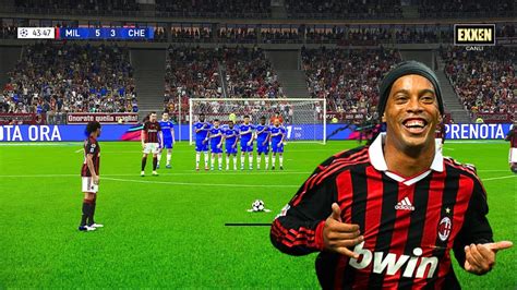 RONALDİNHO FREE KICK GOAL MILAN - CHELSEA / PES 2021 - YouTube