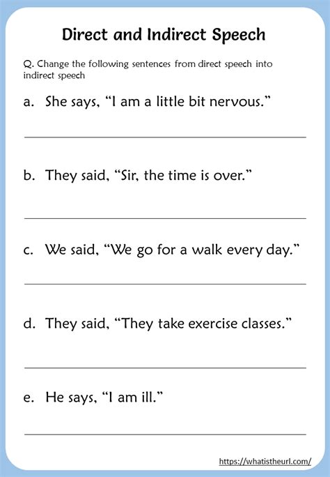 Direct & Indirect Speech Worksheets for 5th Grade | Direct and indirect speech, Indirect speech ...