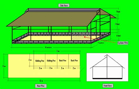 Diagram of standard goat house design | Goat house, Goat shed, Poultry ...