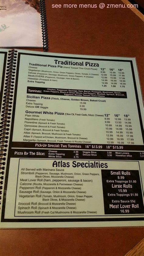 Menu at Atlas Pizza pizzeria, Chesapeake