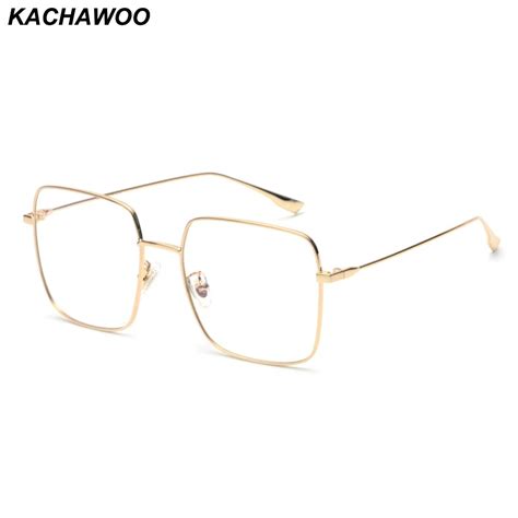 Kachawoo Big Square Eyeglasses Men Anti blue Light Metal Optical ...