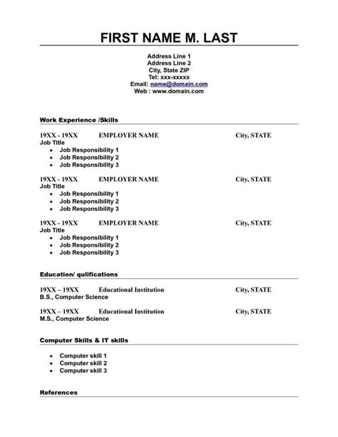 Blank Resume Template | Resume Template Format | Free printable resume, Resume template word ...