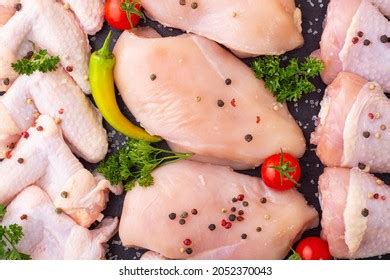 Assortment Raw Chicken Breast Fillet Wings Stock Photo 2052370043 | Shutterstock