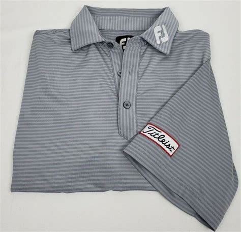 Titleist Footjoy FJ Tour Issue Polo Golf Shirt Mens Gray Striped # ...