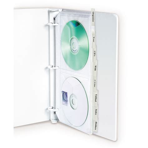 Deluxe CD Ring Binder Storage, Standard with Index Tabs, Stores 4 CDs, 8/PK (Set of 3 PK)