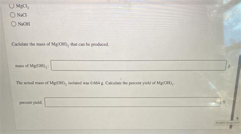 Solved Consider the following reaction. MgCl, (aq) + | Chegg.com