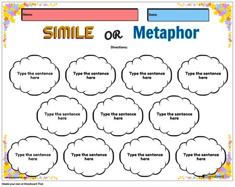 Simile and Metaphor Cloud Themed Activity Storyboard