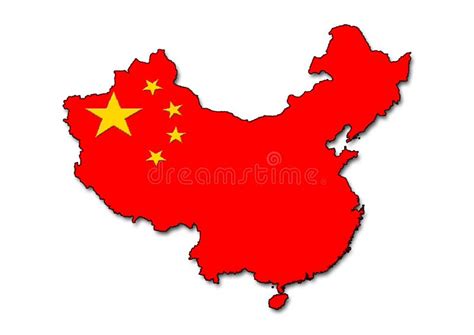 China Flag Outline Map