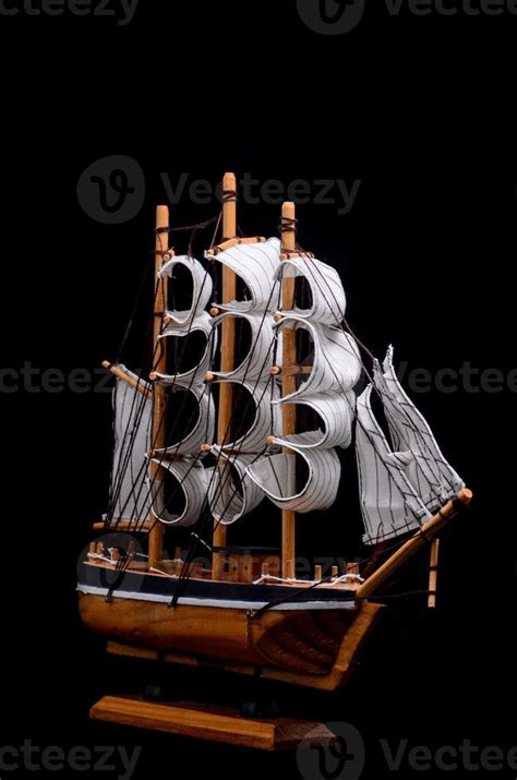 Ship model on black background 18858279 Stock Photo at Vecteezy