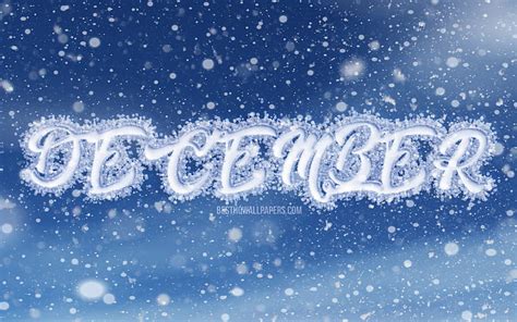 December snowfall, blue background, winter, December concepts, creative ...