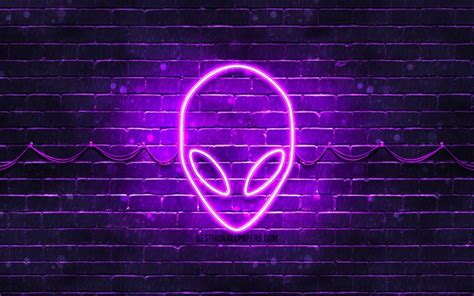 Descargar fondos de pantalla Alienware violeta logotipo de 4k, violeta ...