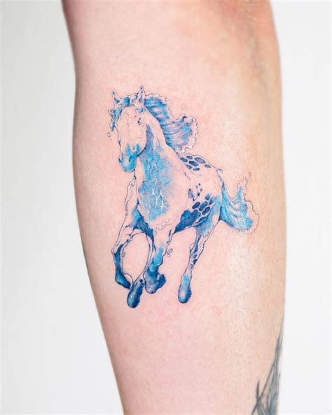 Blue White Horse Tattoo 1 | Horse tattoo, Horse tattoo design, Tattoos