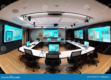 Virtual Conference Room, with Screens and Speakers for Each Participant ...