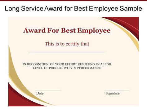 Long Service Award For Best Employee Sample | Presentation Graphics ...