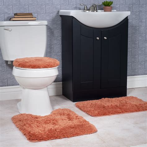 Somerset Home 3 Piece Super Plush Non-Slip Bath Rug Set - Rust - Walmart.com