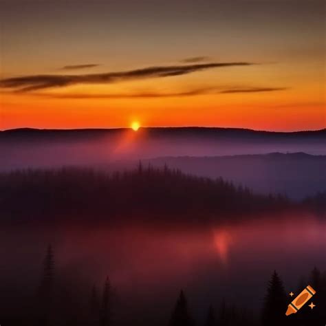 Spectacular sunrise in the black forest, germany on Craiyon