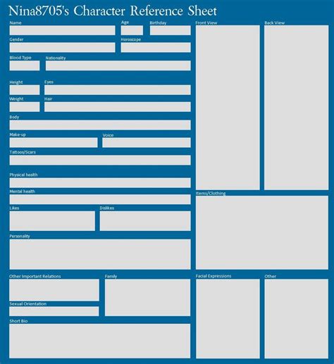 Blank Character Reference Sheet | Character reference sheet, Character ...